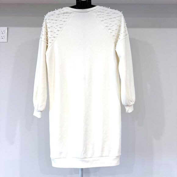 Express NWT Pearl Embellished Sweatshirt Dress Size Small - Picture 3 of 10